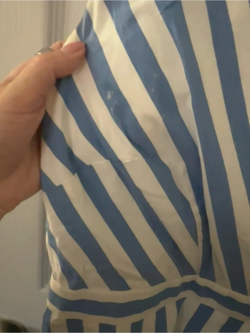 Blue and White Striped Midi Dress